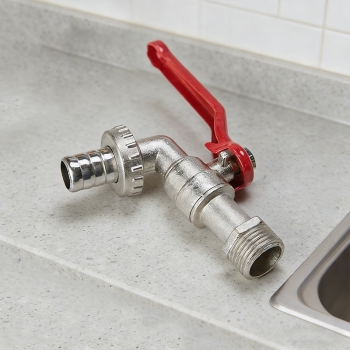 Outdoor Water Tap Lever Type Valve RED Handle + Garden Hose Plug