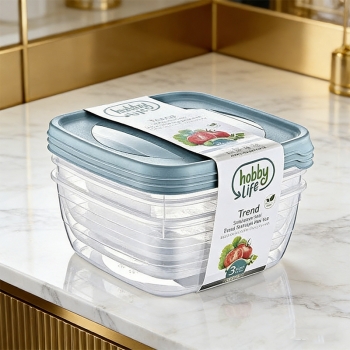 3PCS 2.5L Square Plastic Food Storage Container Random Colours