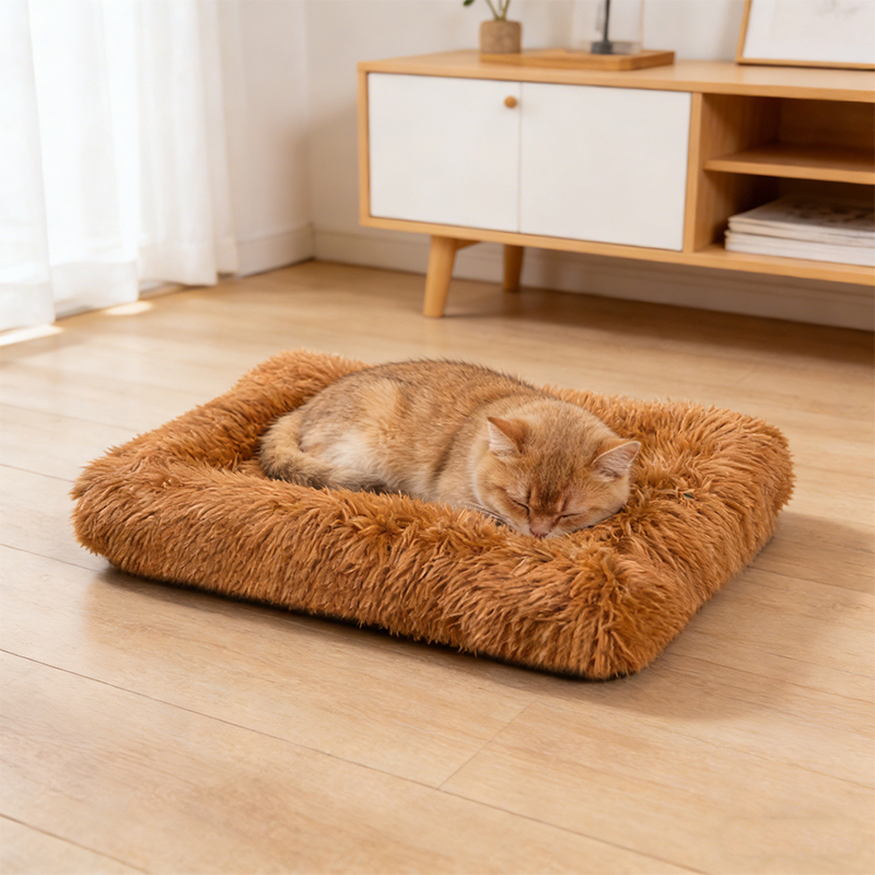 Fluffy Plush Soft Flat Animal Pet Sleeping Bed M 50 x 35 x 8cm Random Colours