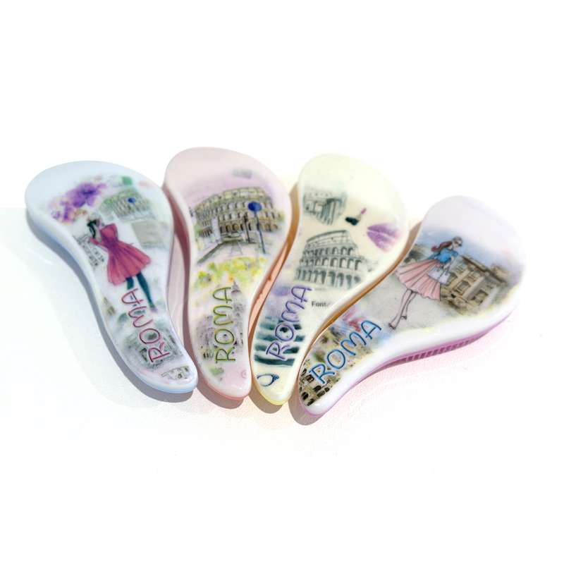 Professional Detangling Hair Brush Silicone Brush Printed Comb for Hairstyling - Random Colour