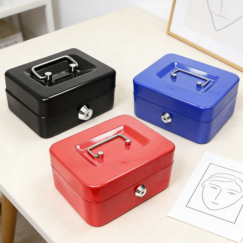 10 Inch Cash Box With 2 Keys Change Tray Lockable Metal Cash Deposit Box Random Colours