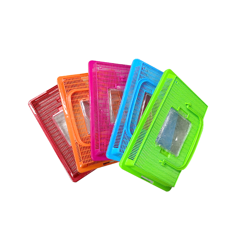 Plastic Starter Aquarium Fish Tank Goldfish Tank with Carry Handle Lid 26.5cm x 13cm - Random Colour