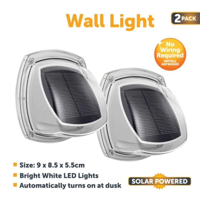 2 Pack Garden Solar Powered Wall Light for Garden, Porch, Stair, Pool, Yard