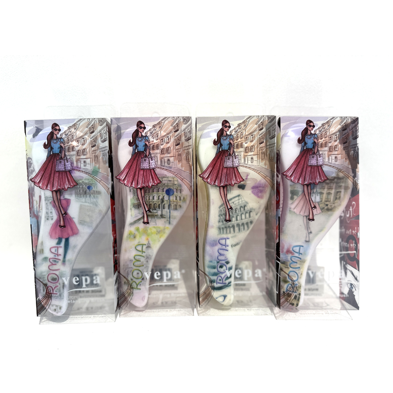 Professional Detangling Hair Brush Silicone Brush Printed Comb for Hairstyling - Random Colour