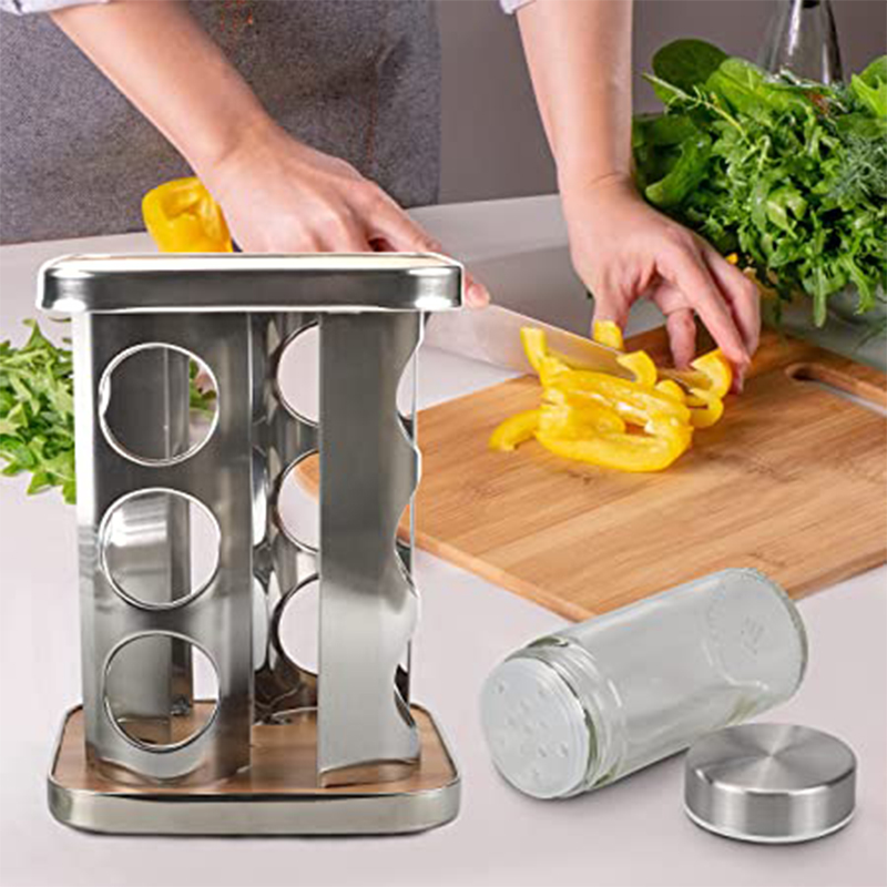 Spice Rack Organizer with 12 Empty Spice Jars for Countertop and Cabinet - Square Shape 12 Jars