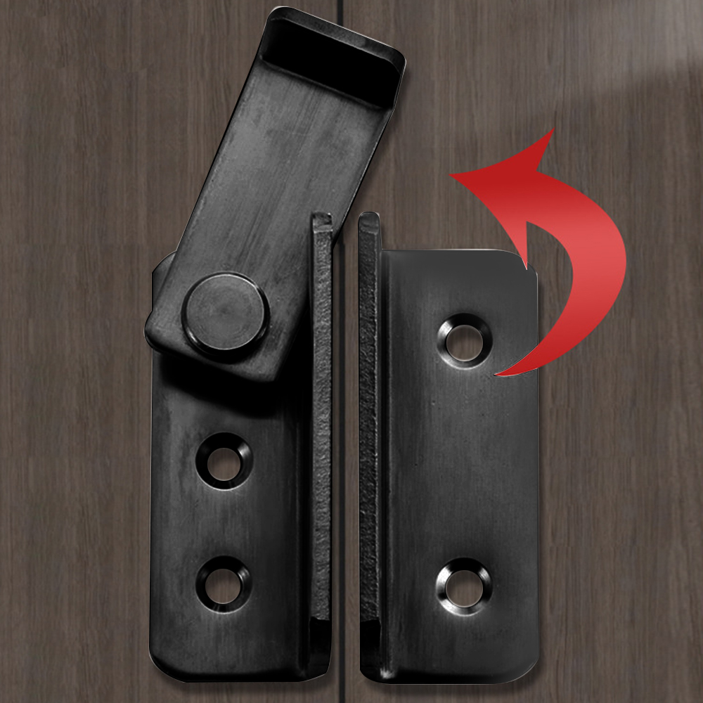 Stainless Steel Slide Latch Lock Bolt Heavy Duty Garden Gate Shed Door Black - Open Door From the Left