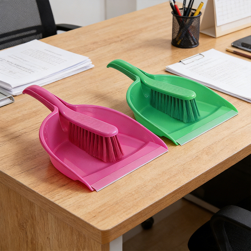 Dustpan and Brush Set Clips Together Compact Storage Plastic Dustpan Brush Set Random Colours