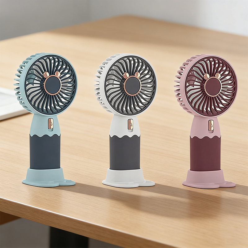 USB Rechargeable Mini Hand Fan with Stand 15 cm - Random Colour