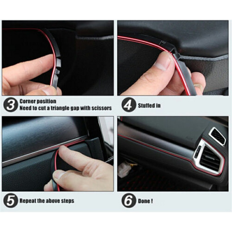 Universal Edge Gap Line Car Interior Accessories Molding Garnish - Silver 5M