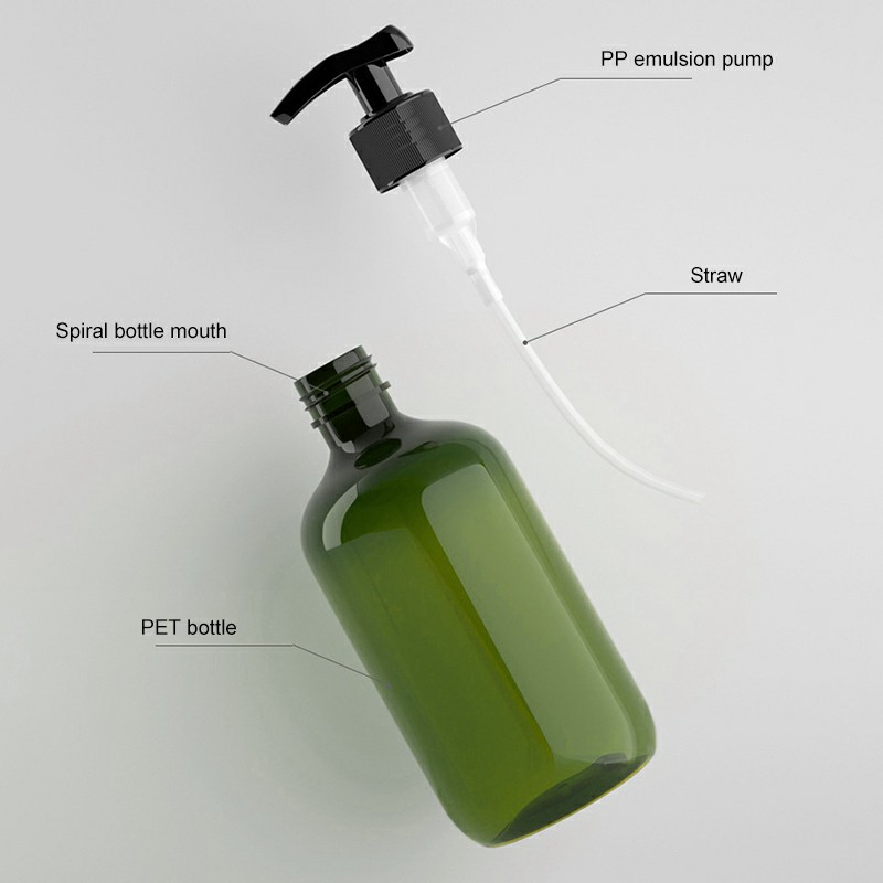 500ml Refillable Empty Bottle Clear Press Pump Plastic Bottle Shampoo Liquid Soap Dispenser - Green