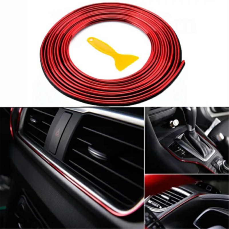 Universal Edge Gap Line Car Interior Accessories Molding Garnish - Red 5M