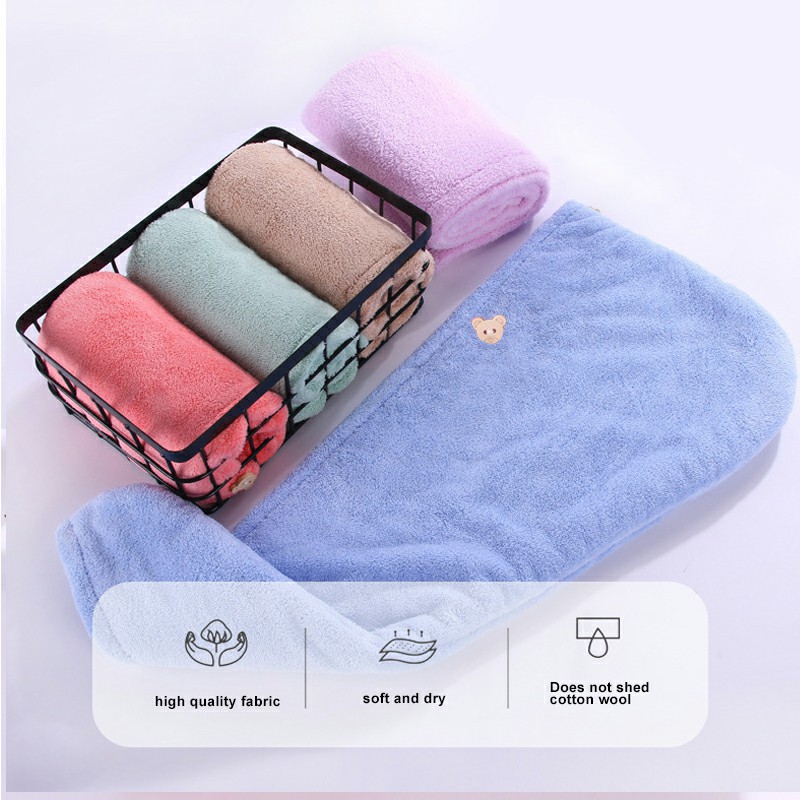 Rapid Drying Towel Dry Hair Cap Coral Fleece Absorbent Shower Cap Quick Drying - Coffee