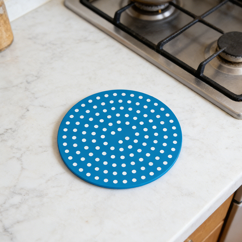 8 inch Reusable Air Fryer Liners Non-Stick Silicone Pad Mat Basket Round - Blue