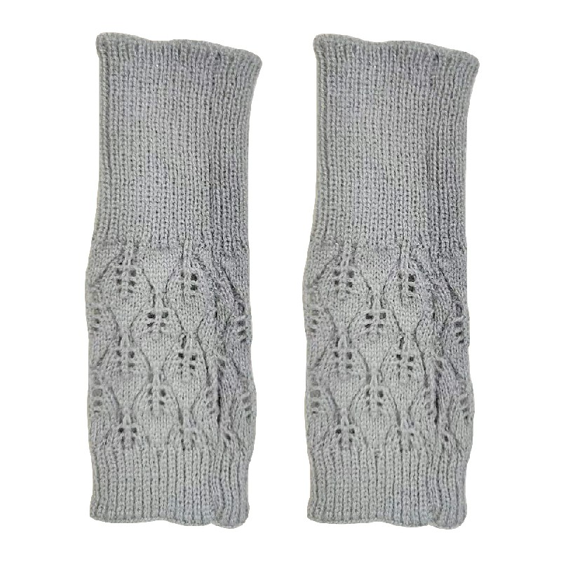Winter Arm Hand Warmer Knitted Long Fingerless Gloves Soft Mittens for Female - Light Grey