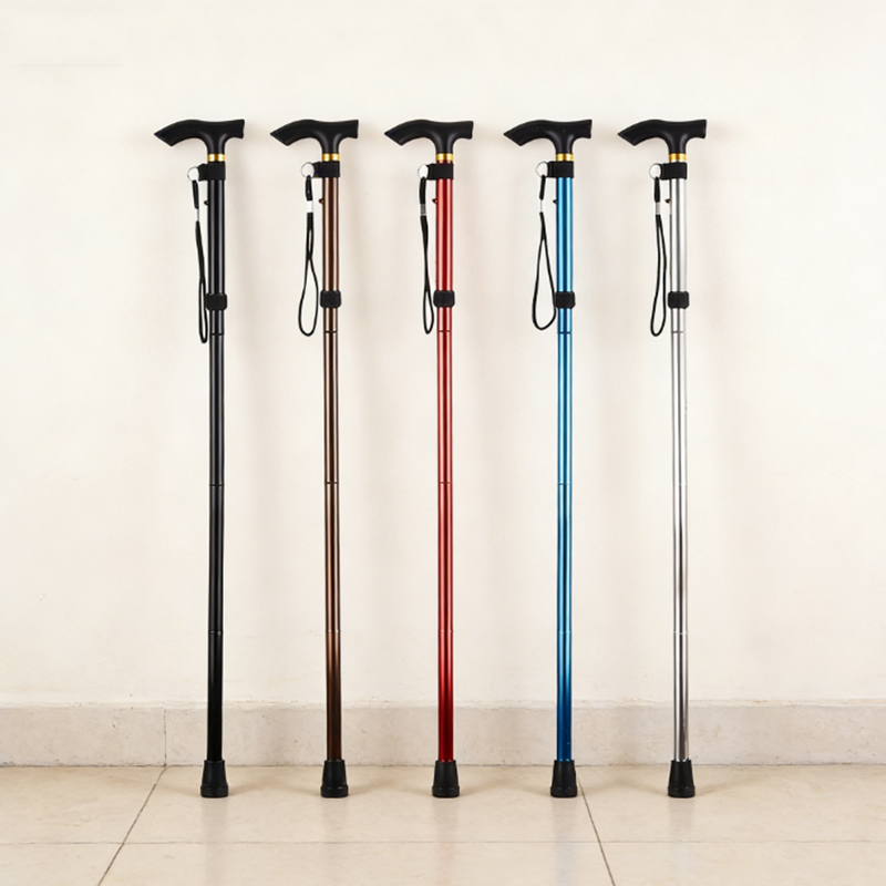 Adjustable Aluminium Cane Easy Folding Walking Stick Assorted Colours