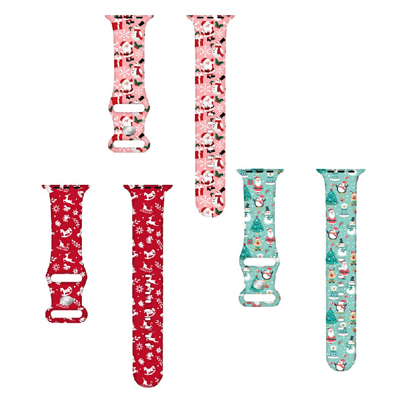 Christmas Silicone Sport Band Wrist Strap Pattern Snow Christmas for iWatch 42/44/45mm