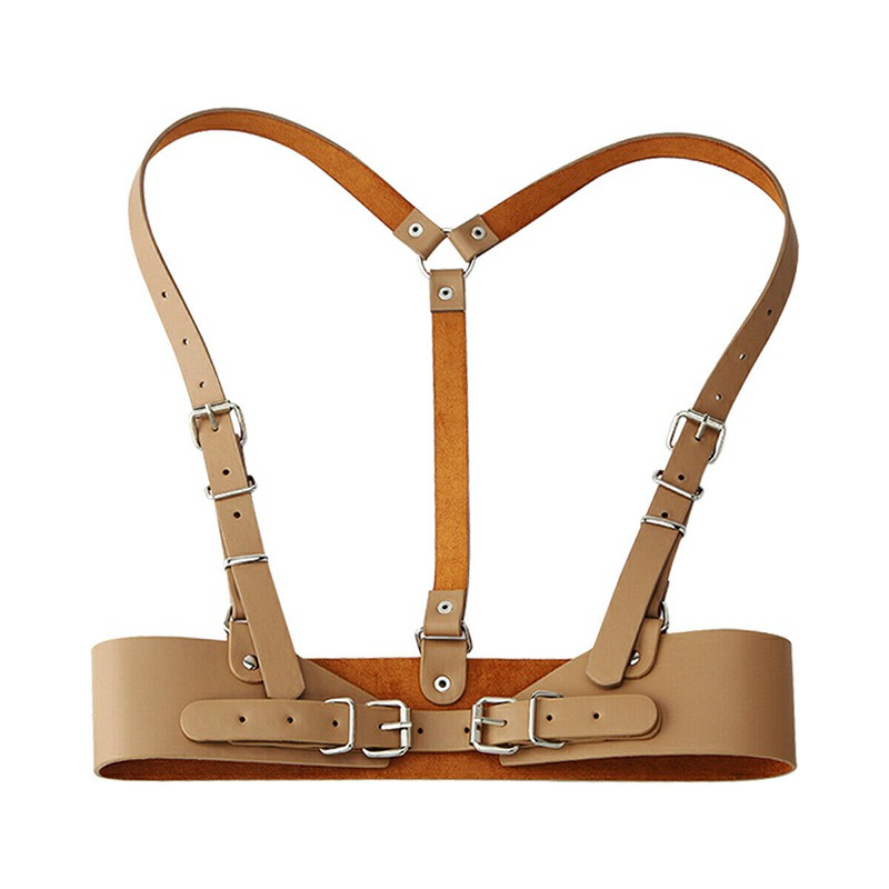 Punk Harajuku Style Waist Belt Adjustable Faux PU Leather Straps for Women Fashion Accessories - Apricot