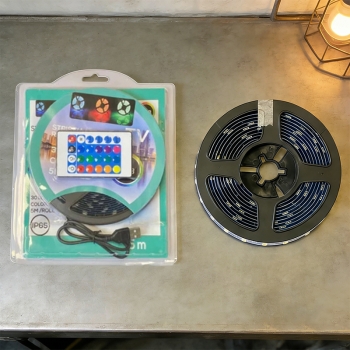 5m USB LED Strip with Remote Adhesive LED Strip RGB Multicolour