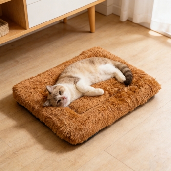 Fluffy Plush Soft Flat Animal Pet Sleeping Bed M 50 x 35 x 8cm Random Colours