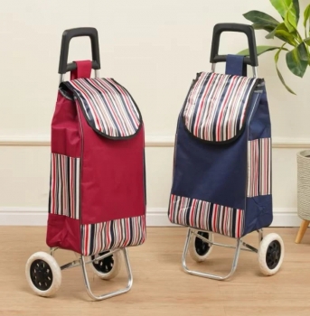 Shopping Trolley Solid Colour with Striped Pattern Lightweight Wheeled Shopping Trolley Random Colours
