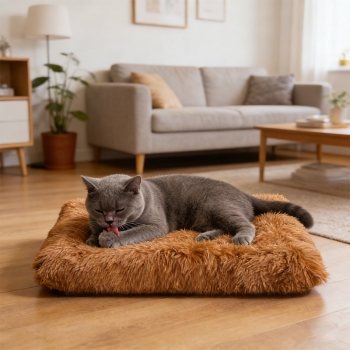 Soft Fluffy Plush Flat Animal Pet Sleeping Bed XL 70 x 60 x 10cm