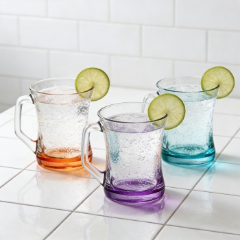 3PCS Zen Coral Glass Tea Mug 225cc Clear Glass Cups Random Color