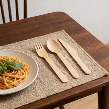 100PCS Disposable Wooden Cutlery Spoons Forks and Knives 15.5cm Party Club Supply Random Design