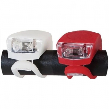 2X LED Bike Lights Front and Back Clip-On Silicon Bicycle Lights with Waterproof Silicone Housing - Random Colour