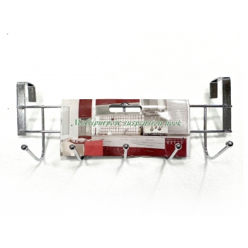 Metal Over Door Hanger, Coat Hooks Storage for Towel, Bag, Robe - 5 Hooks