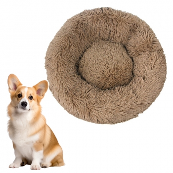 Detachable and Washable Comfy Donut Extra Large Dog Cat Beds Warm Bed Pet Round Plush Puppy Beds - 80cm Khaki
