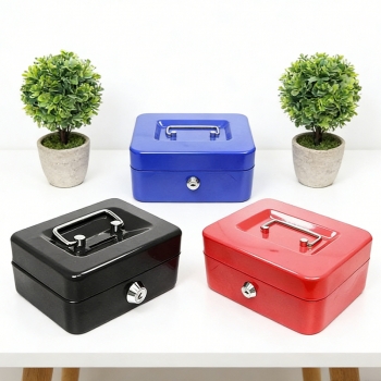 12 Inch Cash Box With 2 Keys Change Tray Lockable Metal Cash Deposit Box Random Colours