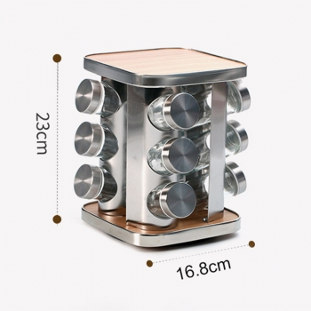 Spice Rack Organizer with 12 Empty Spice Jars for Countertop and Cabinet - Square Shape 12 Jars