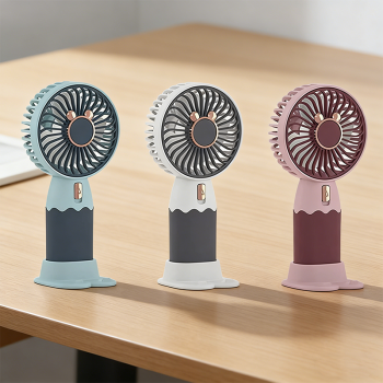 USB Rechargeable Mini Hand Fan with Stand 15 cm - Random Colour