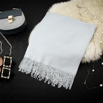 Winter Cashmere Scarf Cotton Blend Shawl Soft Large Warm Neck Wrap Scarves - Silver
