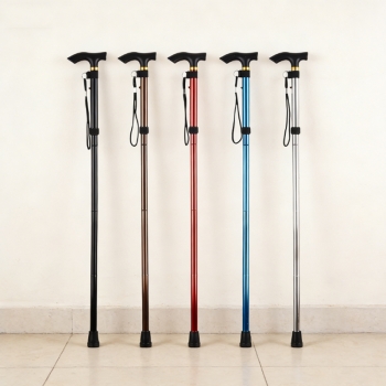Adjustable Aluminium Cane Easy Folding Walking Stick Assorted Colours