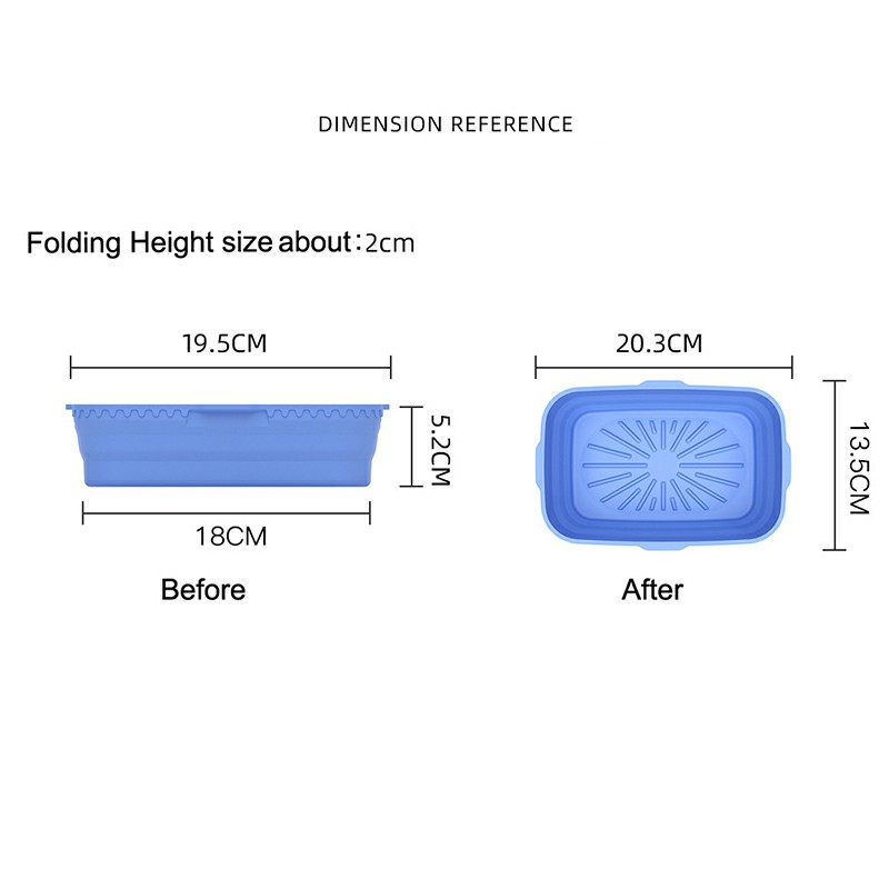 Rectangle Microwavable Air Fryer Silicone Pot Baking Basket Oven Non Stick Reusable Liners - Blue