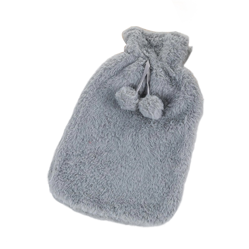 2L Large Hot Water Bottle Quality Hot Water Bottles Body Warmer Hand Warmer with Soft Warm Plushy Cover - Grey