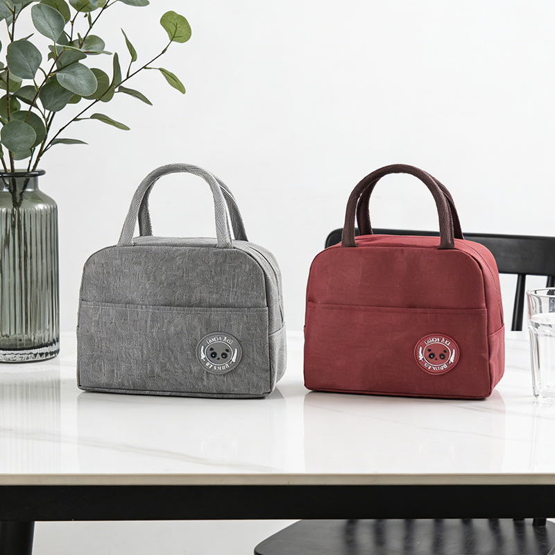 Insulated Lunch Cooler Bag with Pocket Handles Travel Food Box Tote Bags 24 x 19 x 10cm Random Colours