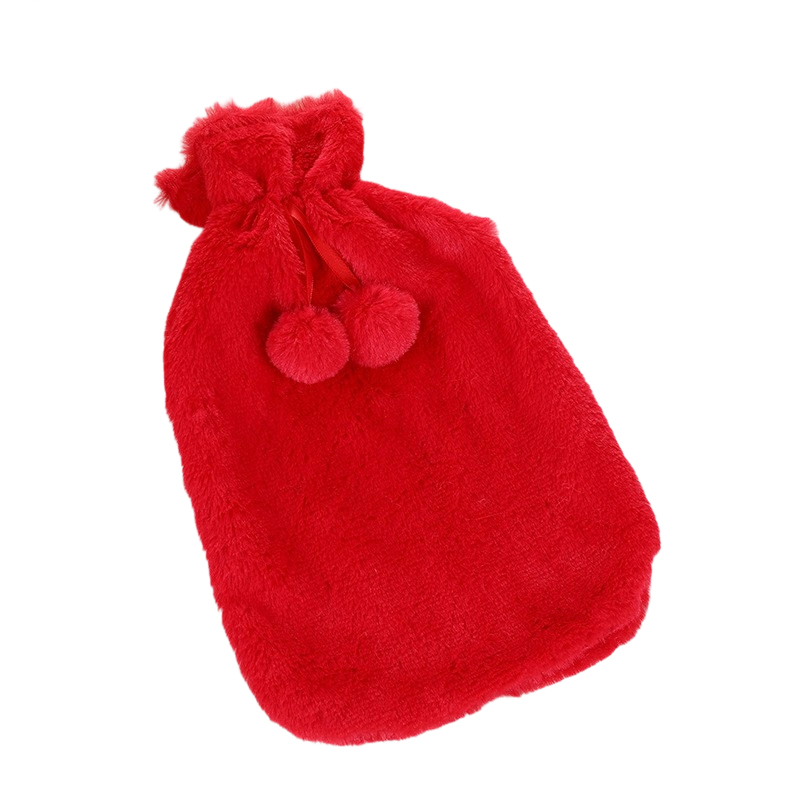 2L Large Hot Water Bottle Quality Hot Water Bottles Body Warmer Hand Warmer with Soft Warm Plushy Cover - Red