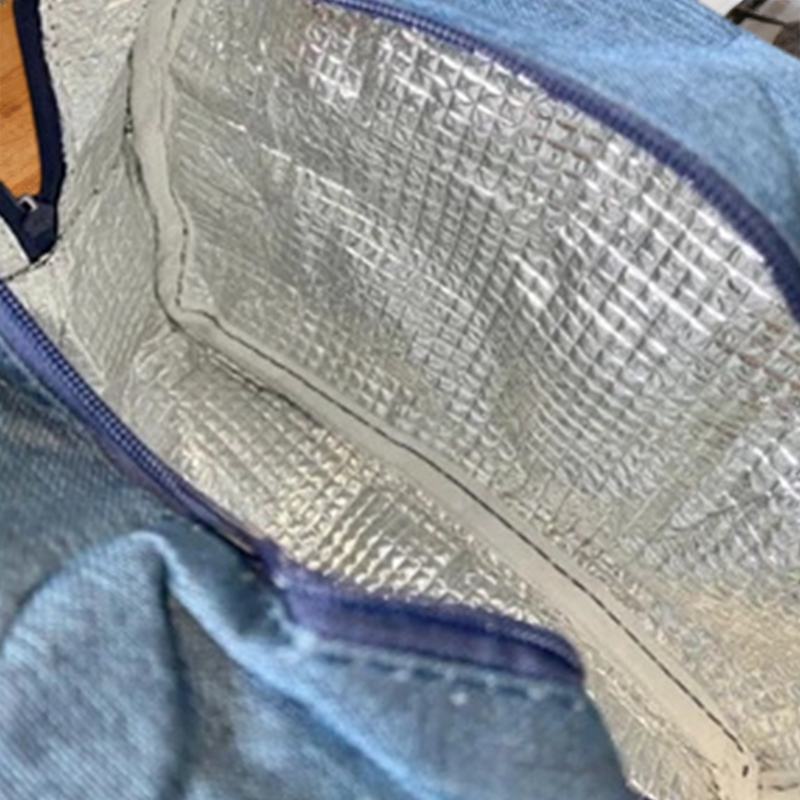 Insulated Lunch Cooler Bag with Pocket Handles Travel Food Box Tote Bags 24 x 19 x 10cm Random Colours