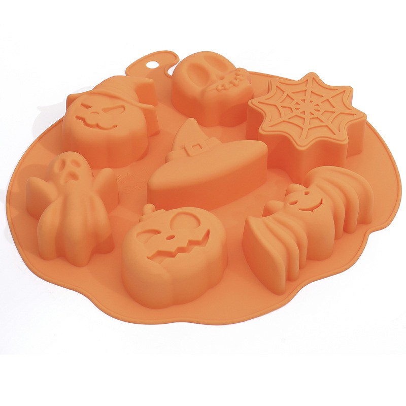 Silicone Cake Chocolate Mould Pumpkin Ghost Face Bat Skull Pattern for Halloween Making Soap Candle Craft