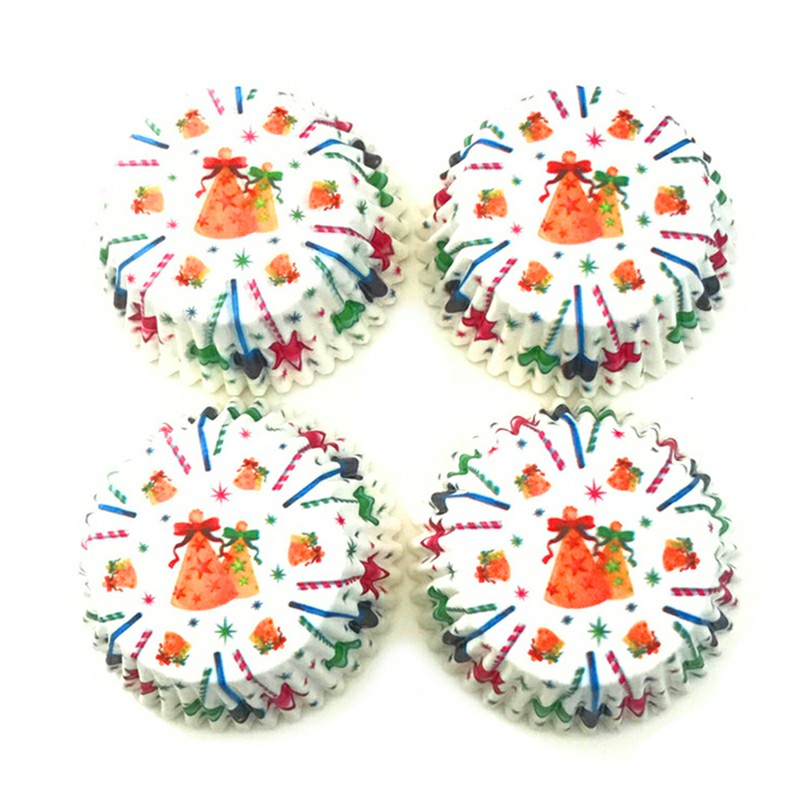 100 pcs Christmas Mini Cupcake Liners Colorful Paper Ideal for Holidays and Parties - Bell