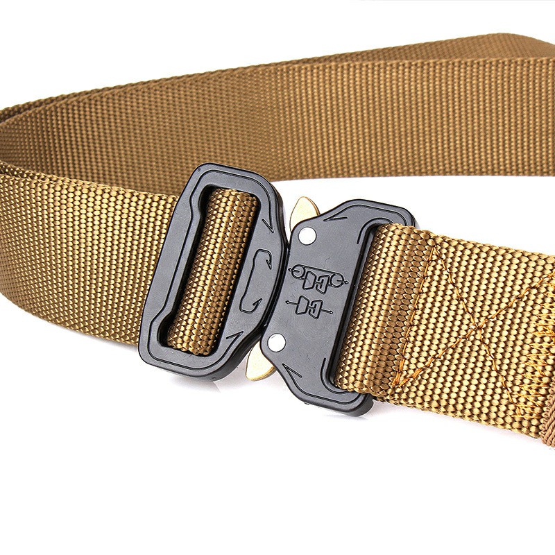 Quick Release Work Belts Tactical Black Men Combat Army Nylon Buckle Waistbelt - Khaki