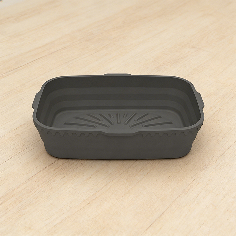 Rectangle Microwavable Air Fryer Silicone Pot Baking Basket Oven Non Stick Reusable Liners - Grey