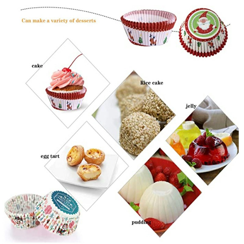 100 pcs Christmas Mini Cupcake Liners Colorful Paper Ideal for Holidays and Parties - Snowman