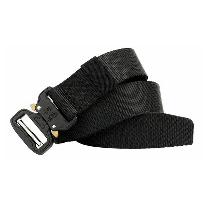 Quick Release Work Belts Tactical Black Men Combat Army Nylon Buckle Waistbelt - Black