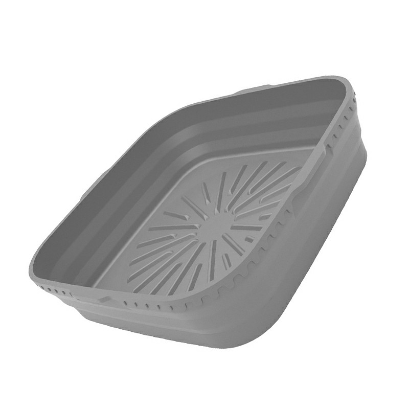 Square Microwavable Air Fryer Silicone Pot Baking Basket Oven Non Stick Reusable Liners - Grey