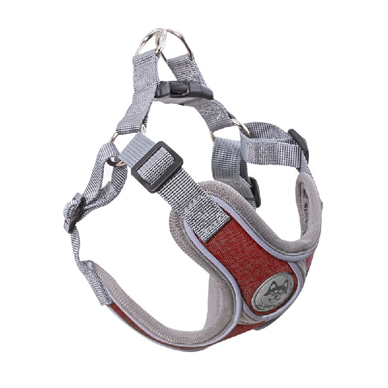 Adjustable and Breathable Dog Pet Harness Vest Padded Safety Puppy Leash Set - Red L