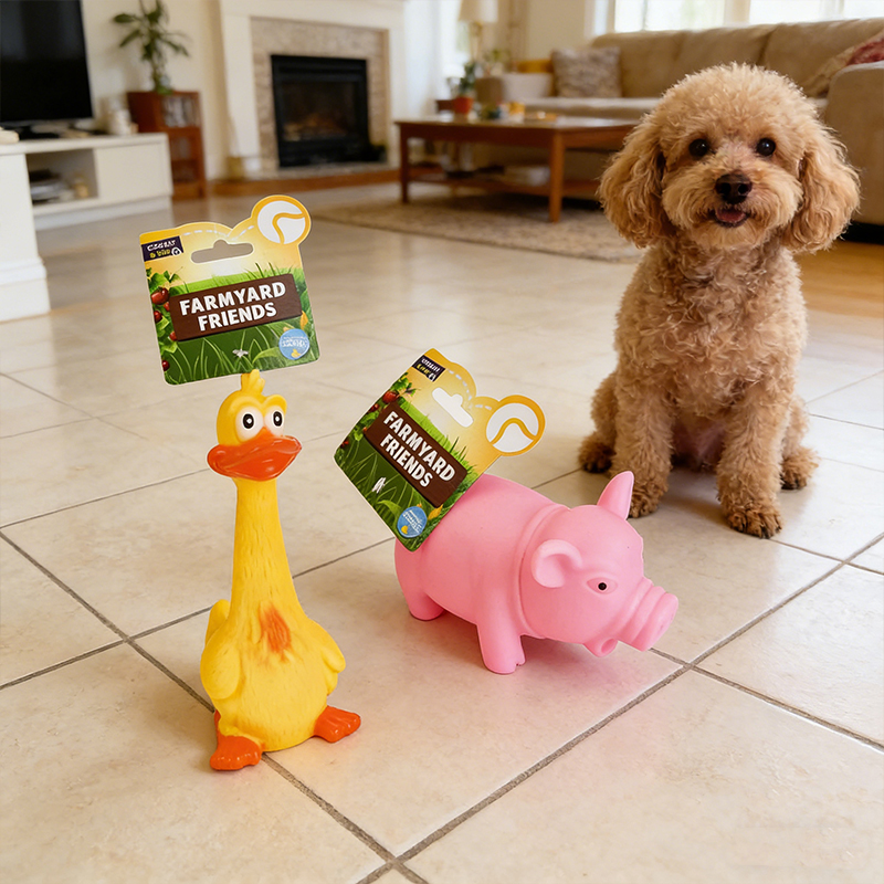 Pet Dog Toy Squeaky Toys Farmyard Animal Duck Pig Assorted Designs
