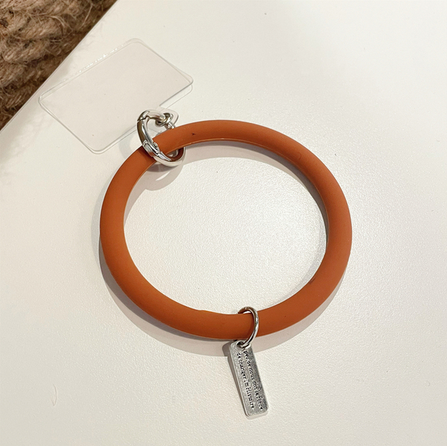 Silicone Bracelet and Pendant for Mobile Phone Shell Car Keychain Key Ring - Caramel